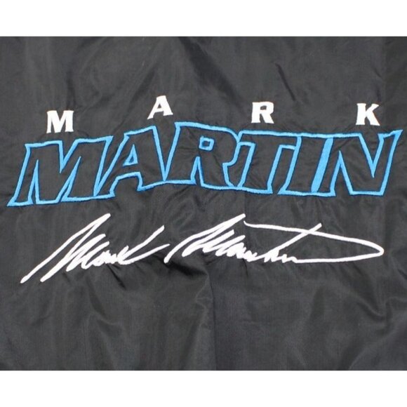 Vintage Mark Martin NASCAR Racing Pullover Windbreaker Jacket L Checkered Flag - Picture 3 of 9